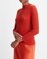 Ribbed Cashmere-Silk Mock Neck Sweater-Vince-Mercantile Portland