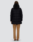 Sateen  A Line Hi Lo Puffy Herno Black at Mercantile Portland model back
