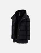 Sateen  A Line Hi Lo Puffy Herno Black at Mercantile Portland unbuttoned