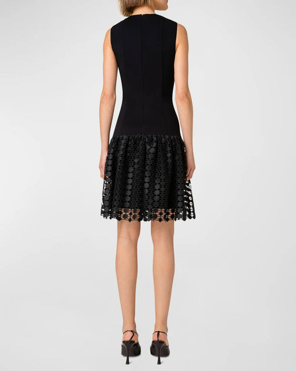 Sleeveless Kaleidoscope Dot Guipure Flounce-Skirt Dress-Akris Punto-Mercantile Portland