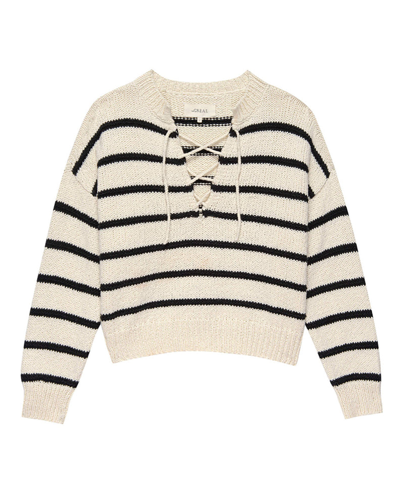 The Sea Stripe Lace Up Pullover.-The GREAT.-Mercantile Portland