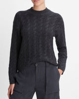 Wool-Blend Twisted Cable Crew Neck Sweater-Vince-Mercantile Portland