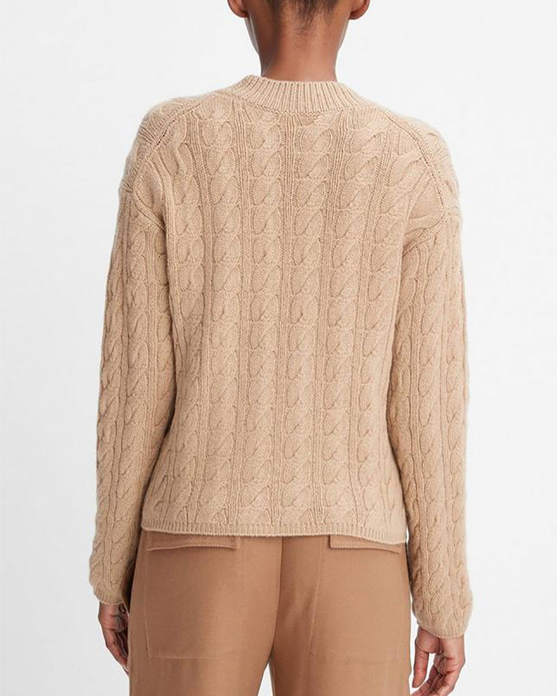 Wool-Blend Twisted Cable Crew Neck Sweater-Vince-Mercantile Portland