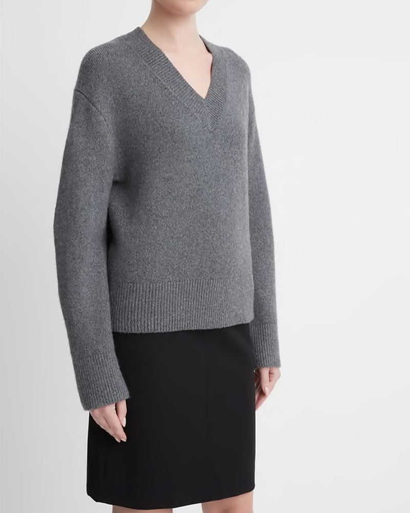 Wool and Cashmere Drop-Shoulder V-Neck Pullover-Vince-Mercantile Portland