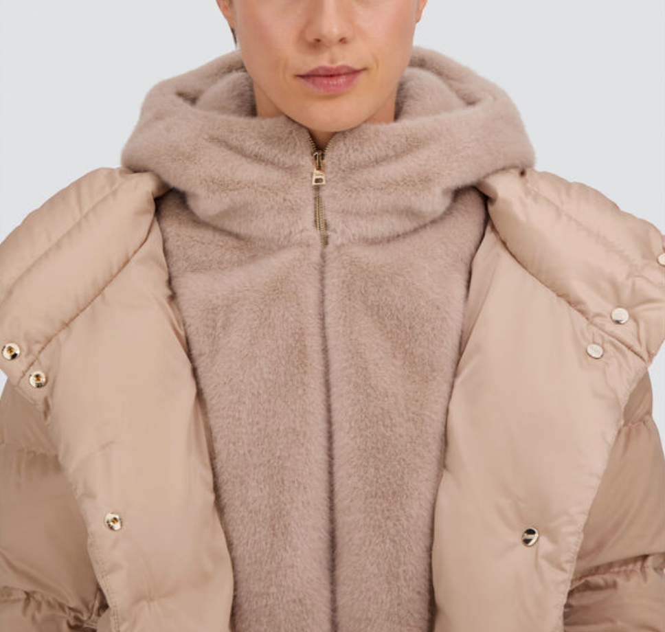 A-Line Satin Jacket with Removable Hood-Outerwear-Herno-Chantilly-36-Mercantile Portland