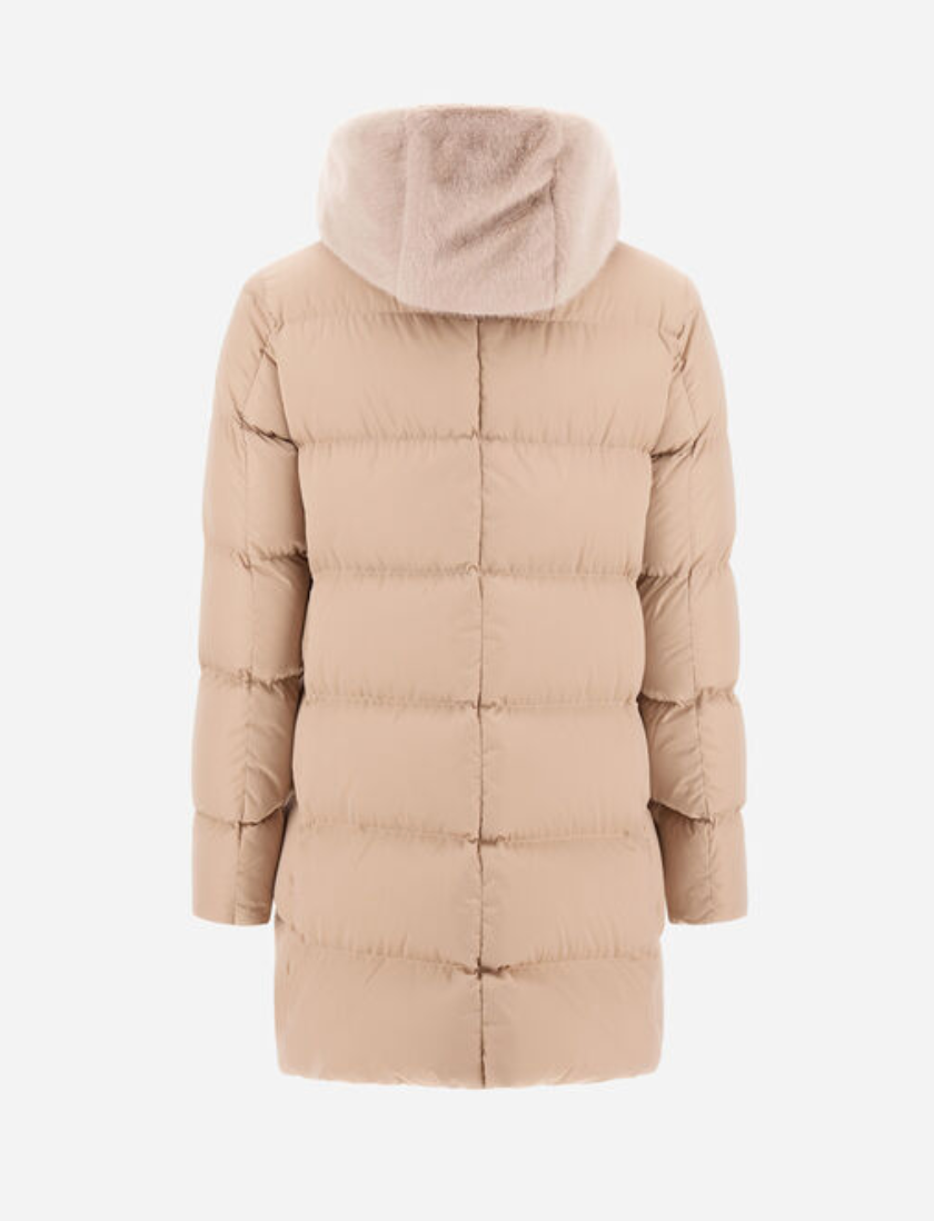 A-Line Satin Jacket with Removable Hood-Outerwear-Herno-Chantilly-36-Mercantile Portland