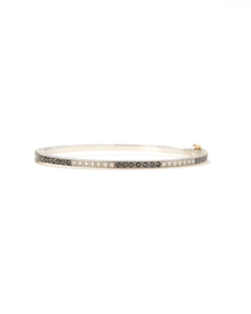 Adam 2.5mm Sterling Silver Black and White Diamond Bangle-Jewelry-Rene Escobar-Mercantile Portland