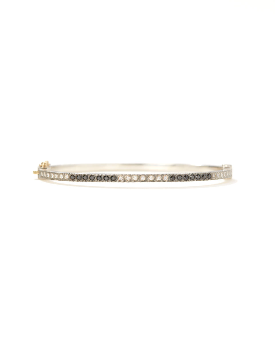 Adam 2.5mm Sterling Silver Black and White Diamond Bangle-Jewelry-Rene Escobar-Mercantile Portland