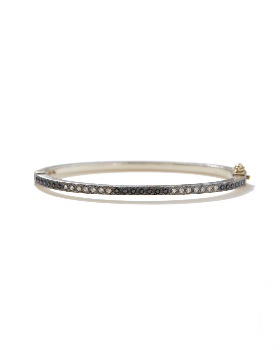Adam Black and White Diamond Bangle Bracelet-Jewelry-Rene Escobar-OS-Mercantile Portland