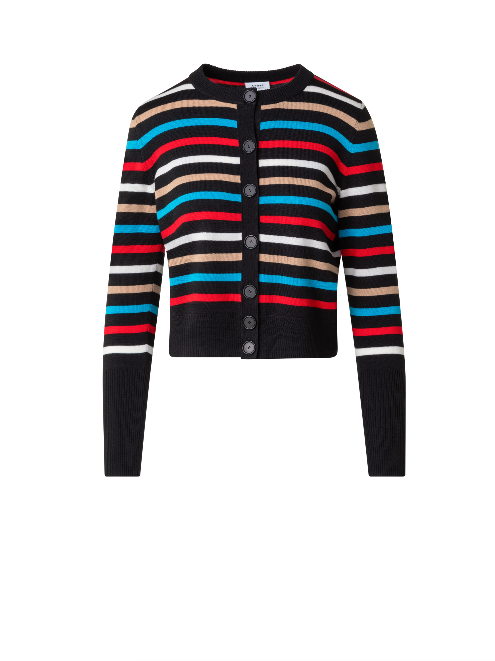 All Over Stripes Knit Cardigan-Clothing-AKRIS PUNTO-Multicolored Stripes-2-Mercantile Portland