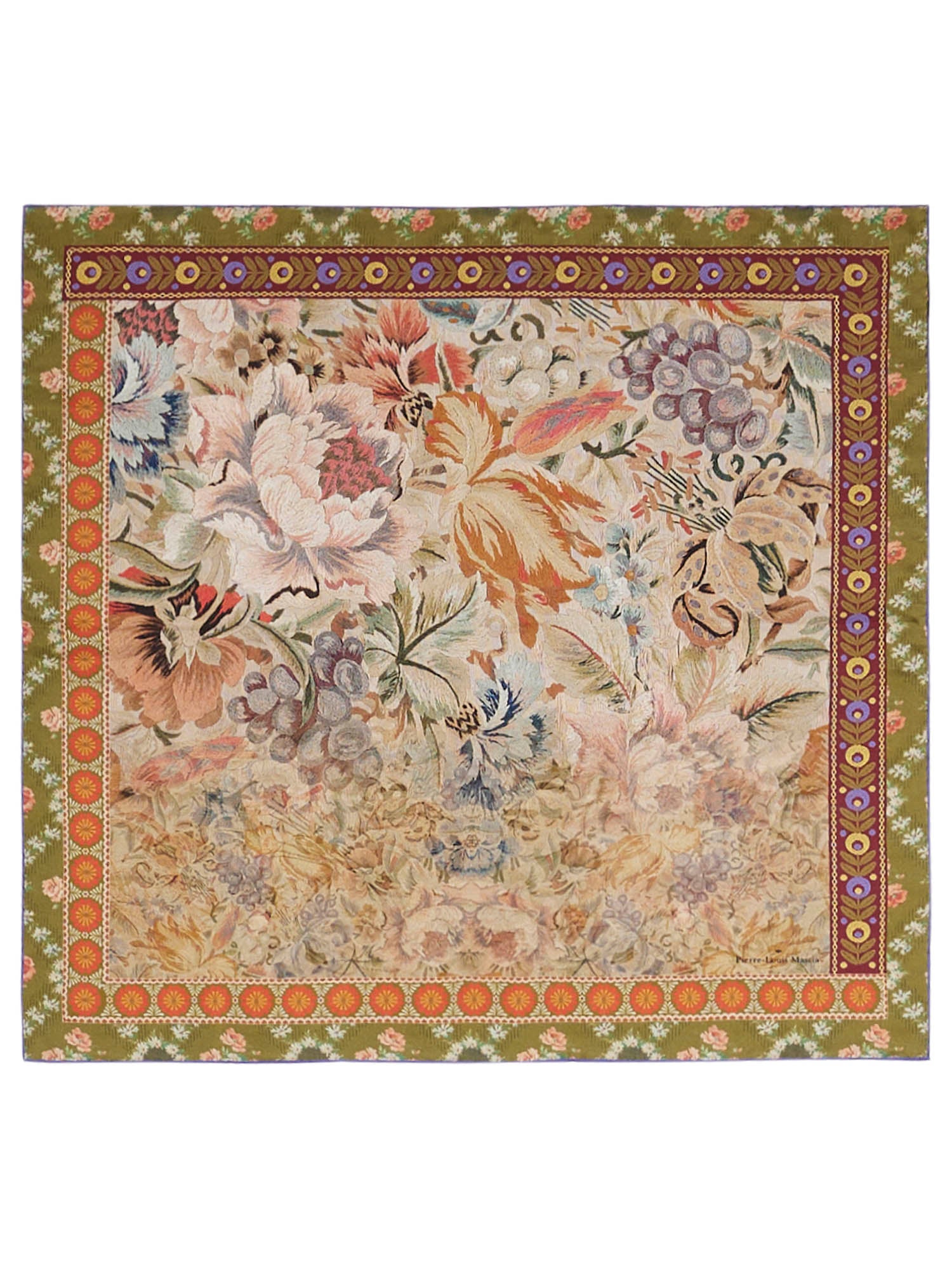 Aloeuw Bandana Silk Scarf in Olive Multi-Accessories-Pierre-Louis Mascia-Olive Multi-OS-Mercantile Portland