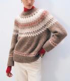Alpaca Fair Isle Crewneck Sweater-Sweaters-White & Warren-Brown Combo-XS-Mercantile Portland