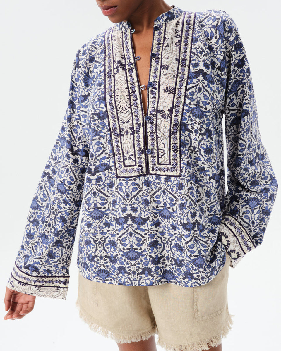 Alvear Josephine Blouse-Clothing-Maria Cher-Navy Rose-XS-Mercantile Portland