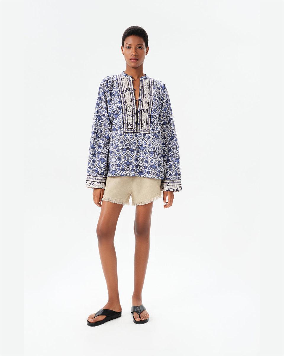Alvear Josephine Blouse-Clothing-Maria Cher-Navy Rose-XS-Mercantile Portland