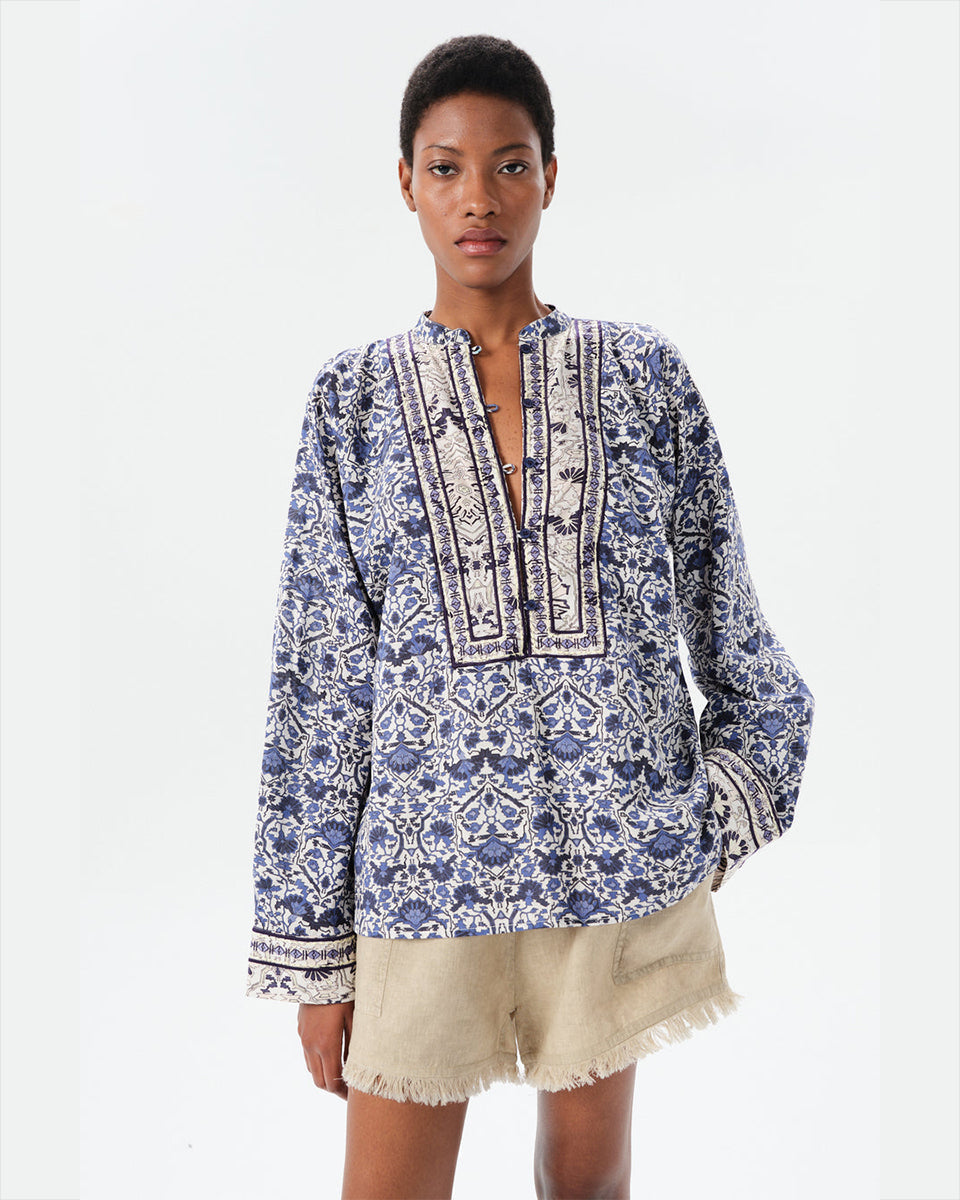 Alvear Josephine Blouse-Clothing-Maria Cher-Navy Rose-XS-Mercantile Portland