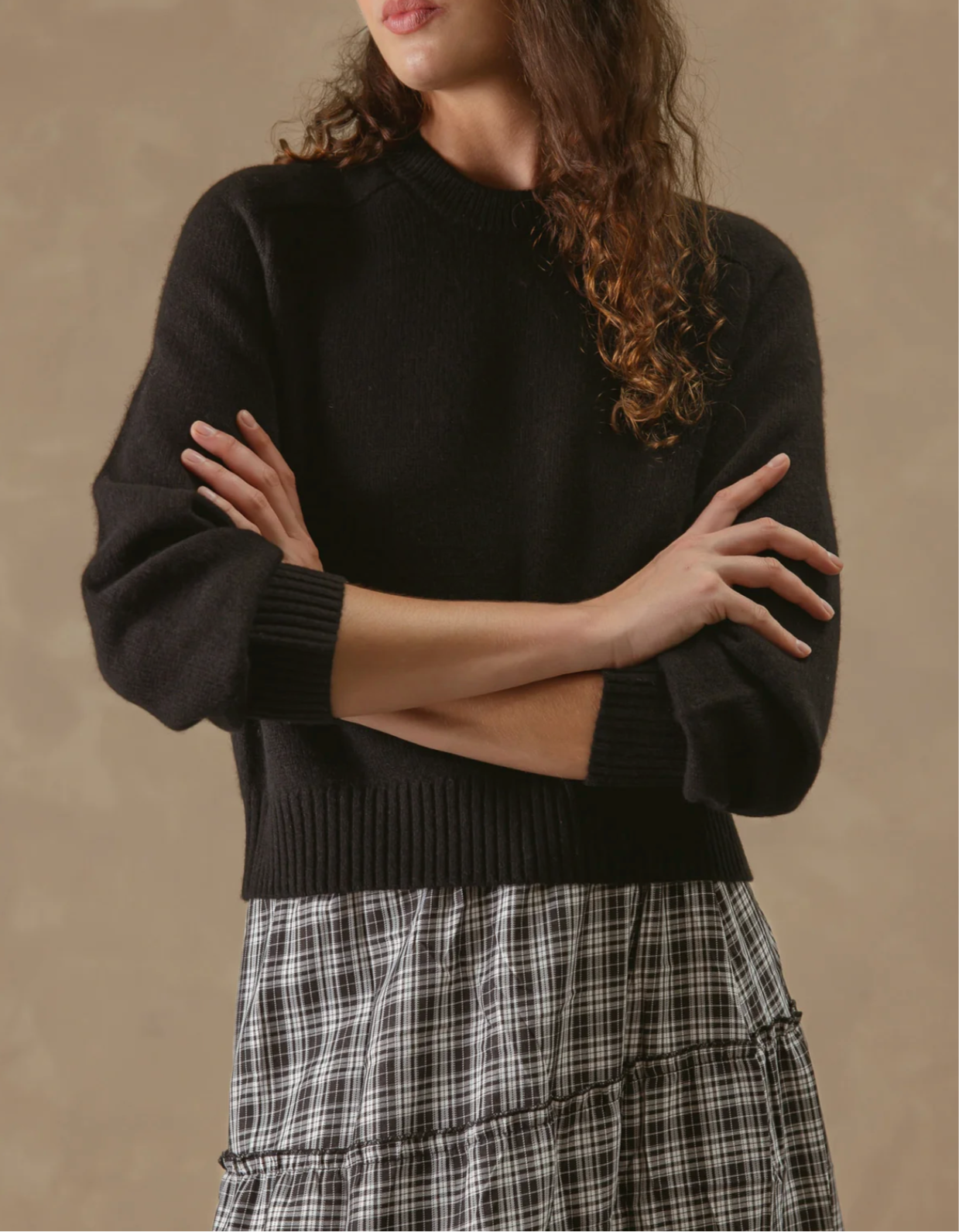 Alyson Cropped Cashmere Crewneck-Clothing-27 Miles-Black-XS-Mercantile Portland