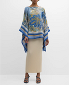 "Amazonia" Poncho in Cobalt-Kaftans and Ponchos-Rani Arabella-Cobalt-OS-Mercantile Portland