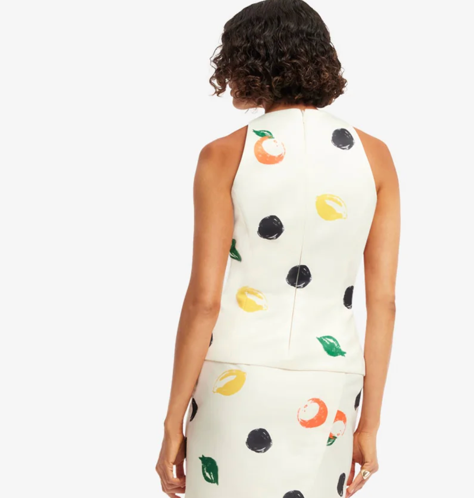 Amelia Top in Citrus Spots-Tops-LEO LIN-Citrus Spots-2-Mercantile Portland