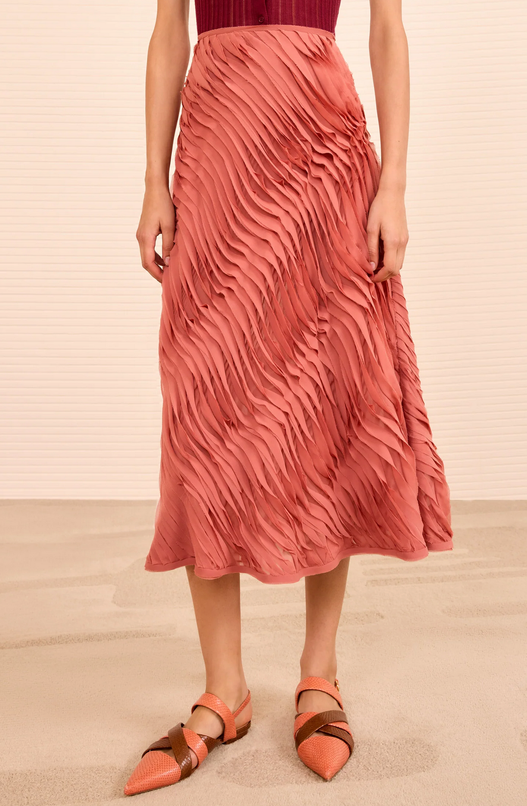 Amiko Midi Skirt in Chestnut-Skirts and Shorts-Ulla Johnson-Chestnut-4-Mercantile Portland