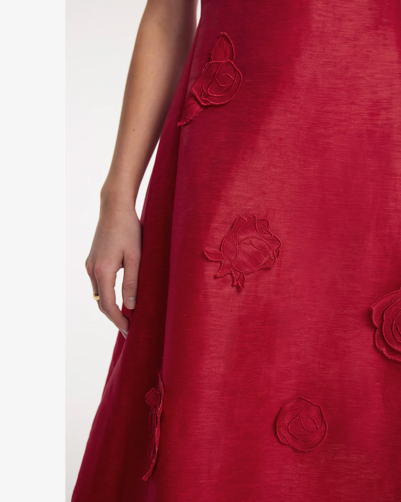 Appliqué Sleeveless Midi Dress-Dresses-LEO LIN-Scarlet-6-Mercantile Portland