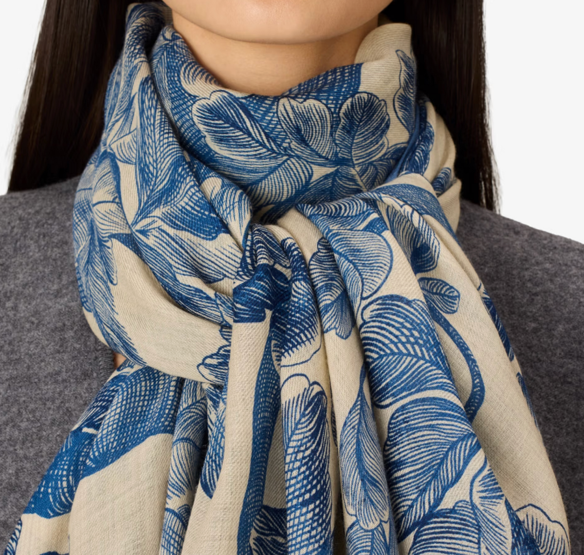 Arboris Scarf in Blue-Scarves and Wraps-Inoui Editions-Blue-OS-Mercantile Portland