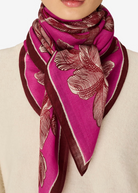 Arboris Square Scarf in Fuchsia-Scarves and Wraps-Inoui Editions-Fuchsia-OS-Mercantile Portland