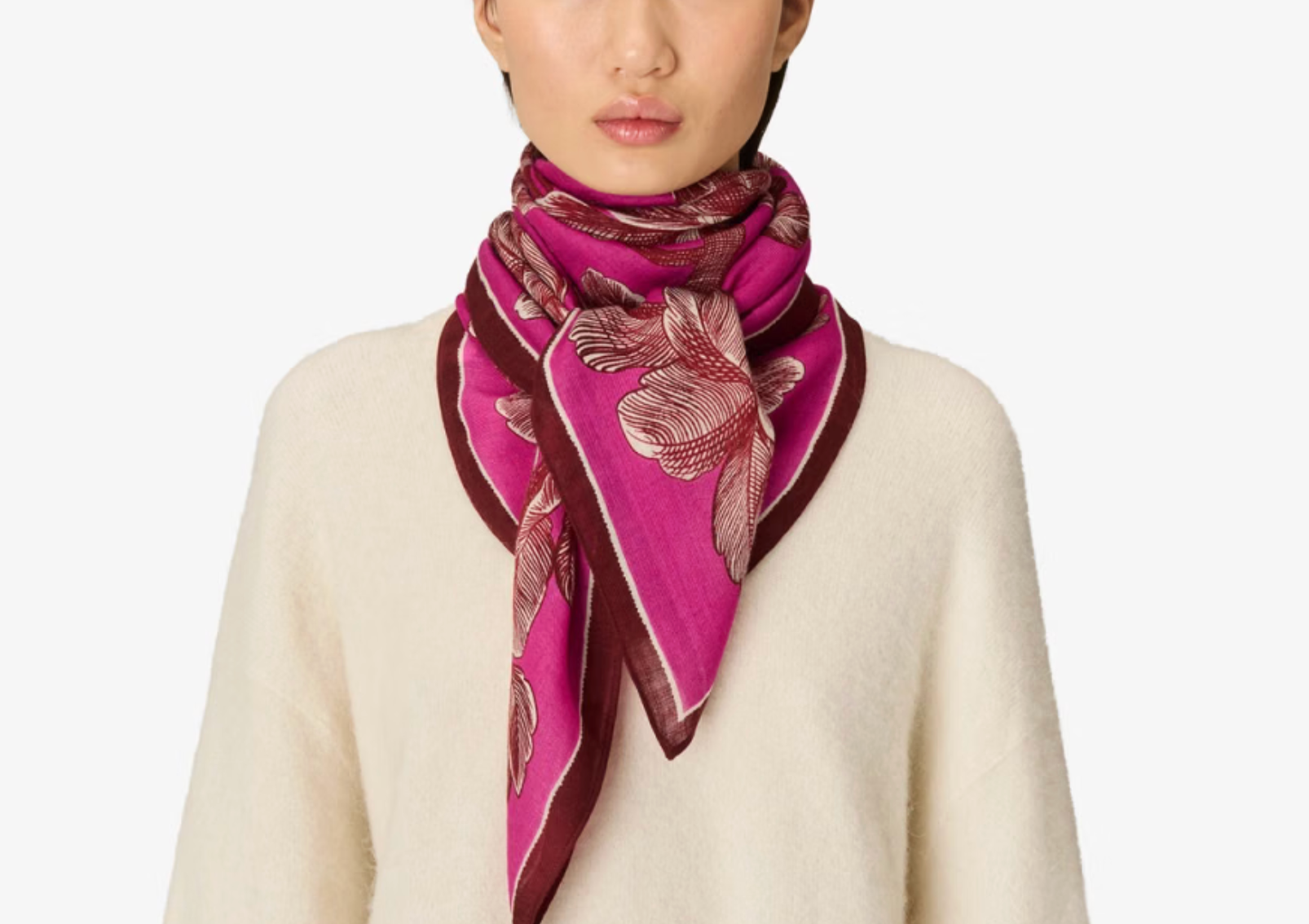 Arboris Square Scarf in Fuchsia-Scarves and Wraps-Inoui Editions-Fuchsia-OS-Mercantile Portland
