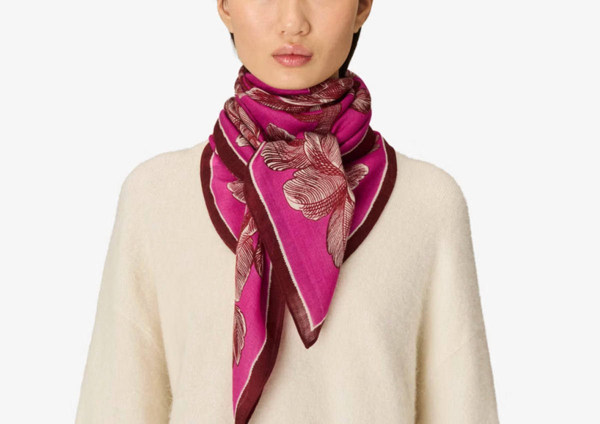 Arboris Square Scarf in Fuchsia-Scarves and Wraps-Inoui Editions-Fuchsia-OS-Mercantile Portland