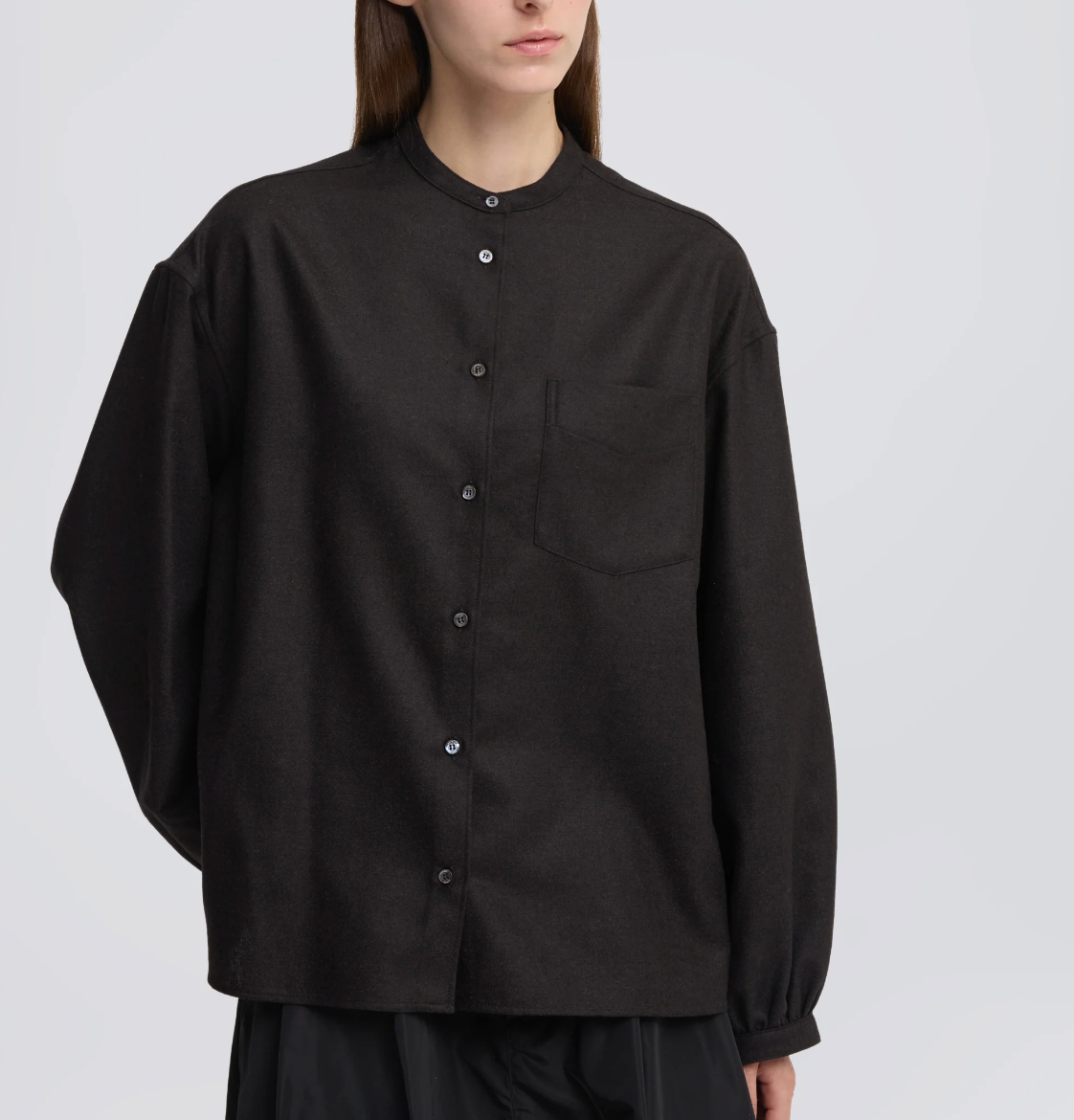 ASPESI 5433 GATHER SLEEVE TOP BROWN-Shirts-Aspesi-Brown-36-Mercantile Portland