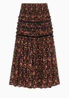 Auden Silk Skirt-Skirts and Shorts-ULLA JOHNSON-Noir Mille- Fleur-0-Mercantile Portland