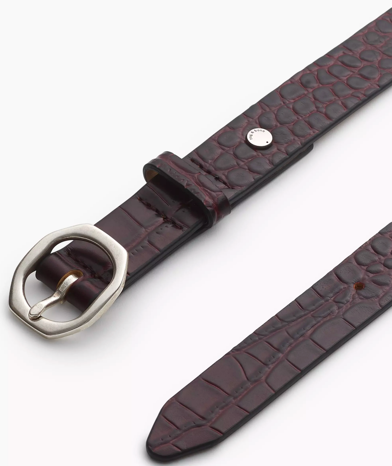 Audrey Belt in Bordeaux Croc-Belts-Rag & Bone-Bordeaux Croc-S-Mercantile Portland