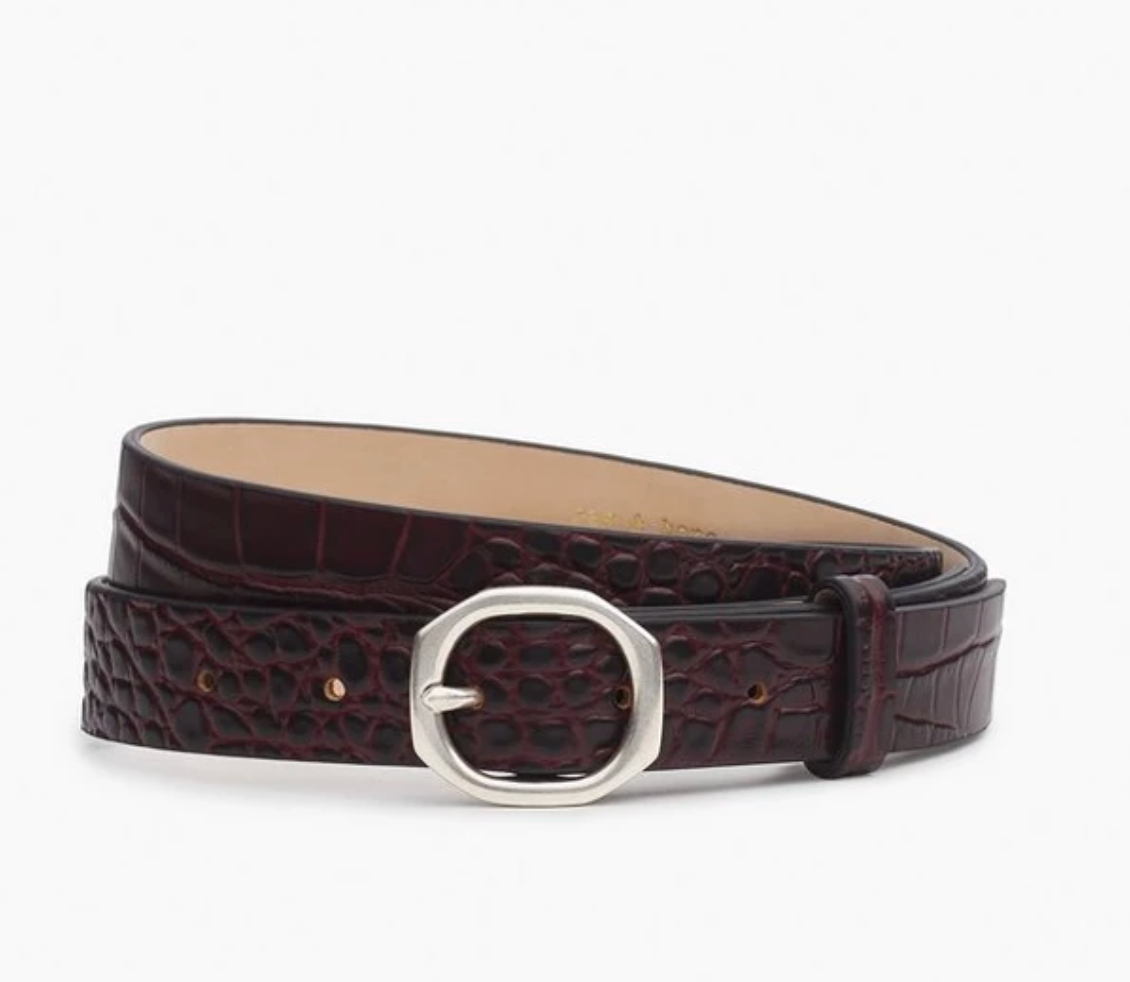 Audrey Belt in Bordeaux Croc-Belts-Rag & Bone-Bordeaux Croc-S-Mercantile Portland