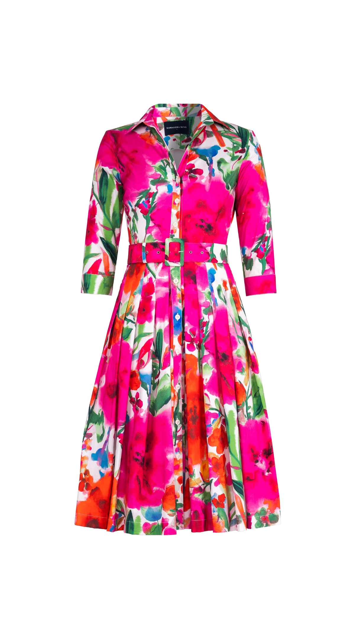 Audrey Shirt Dress in Watercolor Bloom-Dresses-Samantha Sung-Watercolor Bloom-0-Mercantile Portland