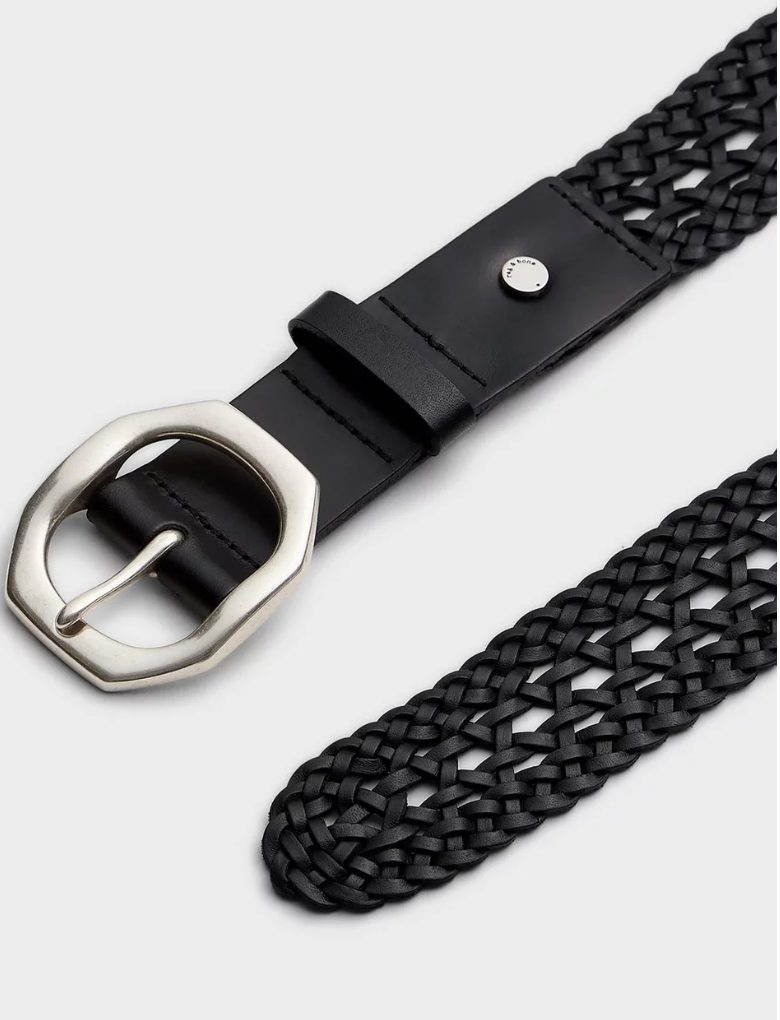 Audrey Woven Italian Leather Belt-Belts-Rag & Bone-Black-XS-Mercantile Portland