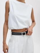 Audrey Woven Italian Leather Belt-Belts-Rag & Bone-Black-XS-Mercantile Portland