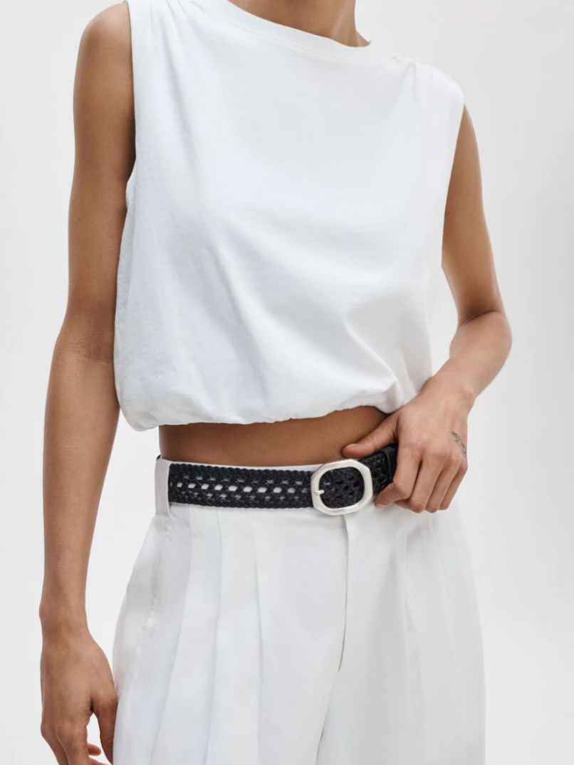 Audrey Woven Italian Leather Belt-Belts-Rag & Bone-Black-XS-Mercantile Portland