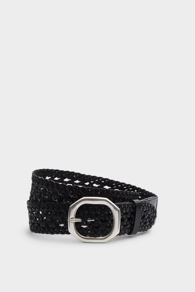 Audrey Woven Italian Leather Belt-Belts-Rag & Bone-Black-XS-Mercantile Portland