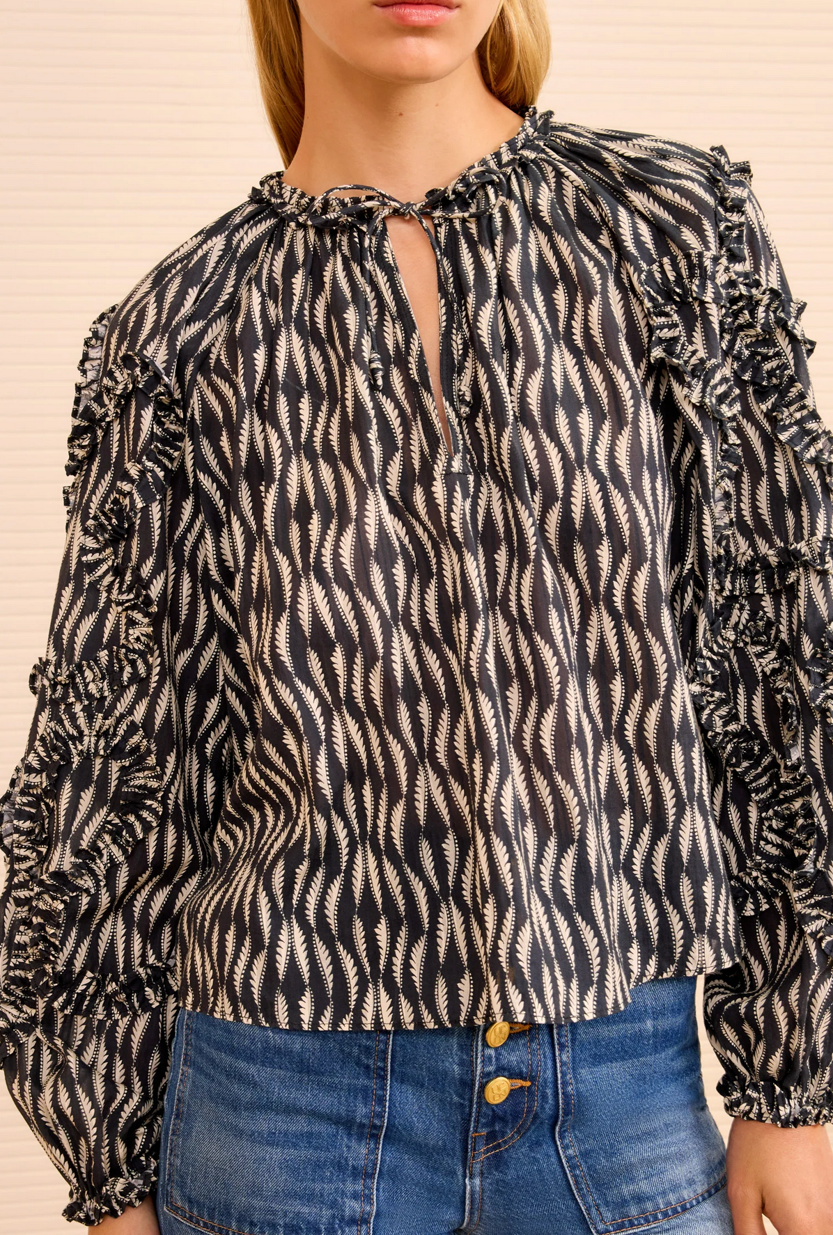 Azrou Cotton Blouse-Tops-Ulla Johnson-Graphite-00-Mercantile Portland