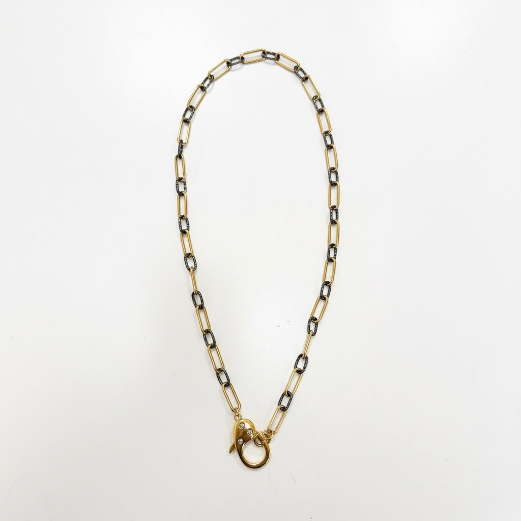 Baby Rocker Diamond Lock Necklace-Jewelry-Paula Rosen-Yellow Gold-OS-Mercantile Portland