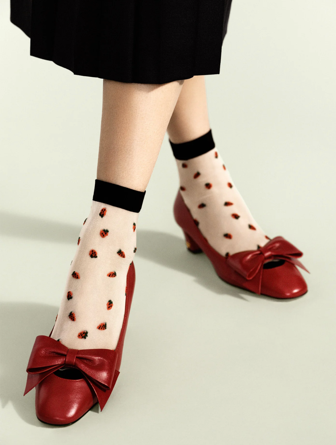 Baby Strawberry Sheer Short Crew-Socks-HANSEL FR BASEL-Nude-OS-Mercantile Portland