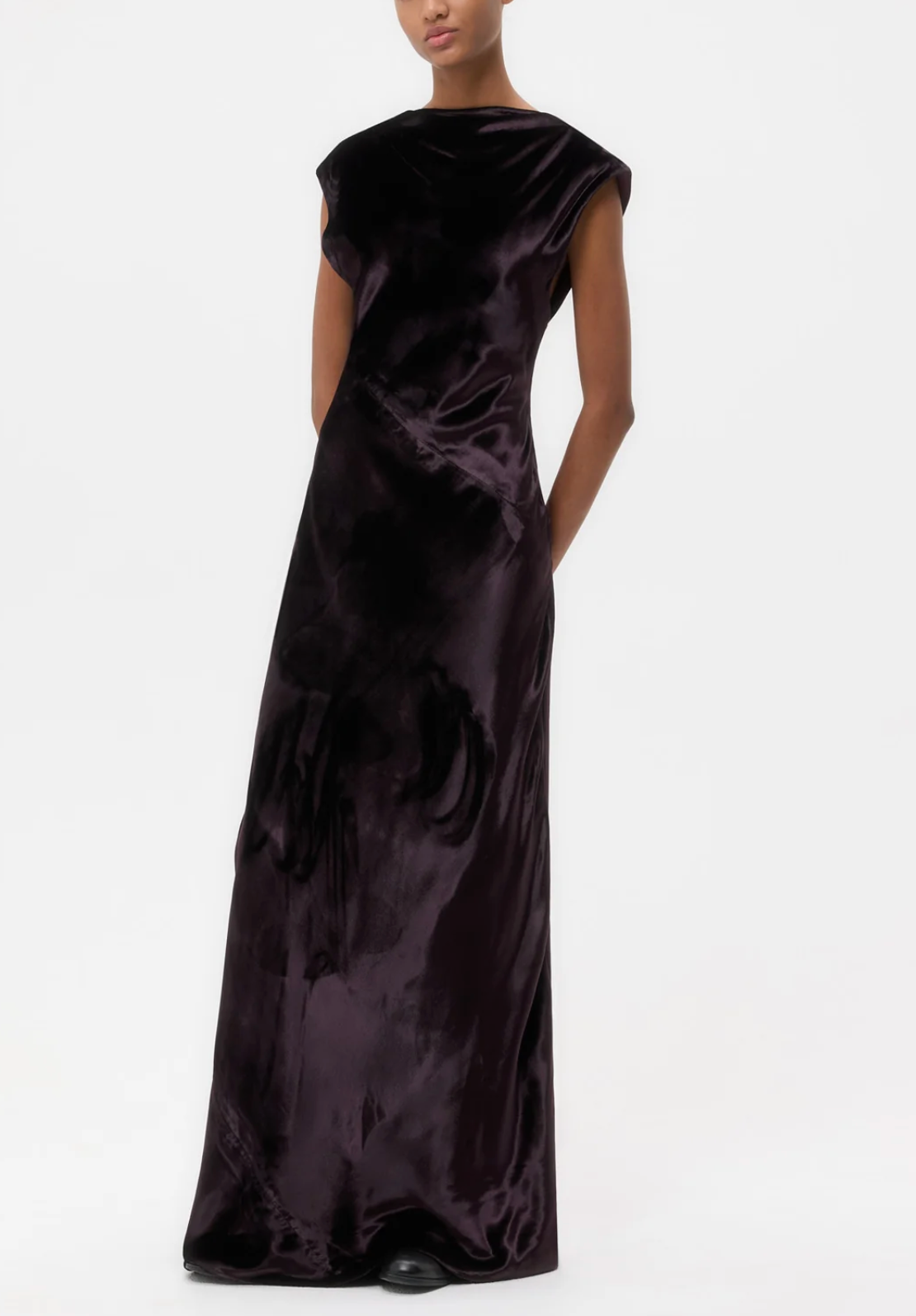 Back To You Dress in Stretch Light Velvet-Dresses-TWP-Plum-00-Mercantile Portland