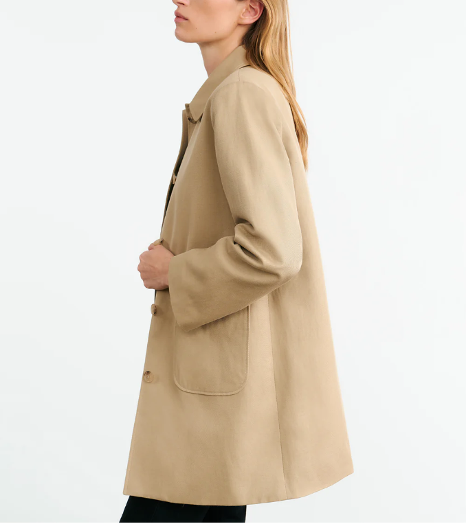 Balzac Short Duster Coat-Outerwear-Nili Lotan-Desert Khaki-XS-Mercantile Portland