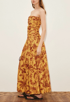 Banana Blossom Ruched Gown-Dresses-Alémais-Marigold-4-Mercantile Portland