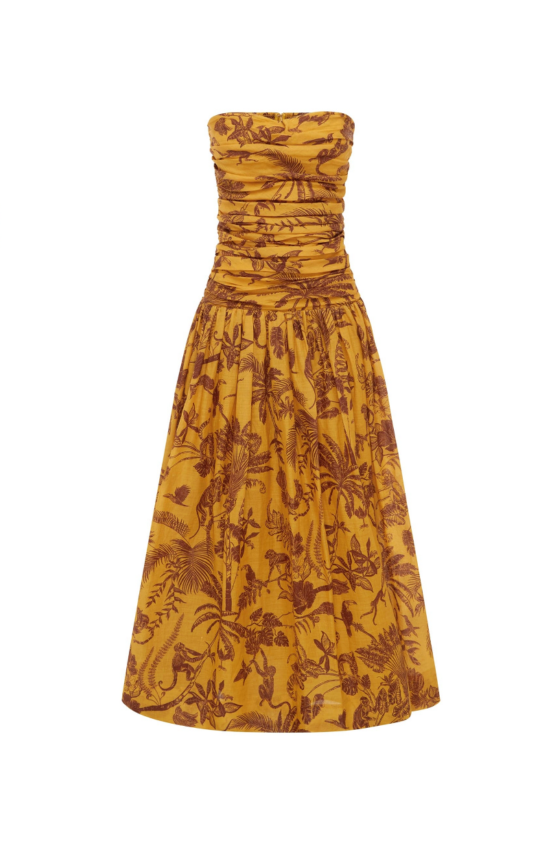 Banana Blossom Ruched Gown-Dresses-Alémais-Marigold-4-Mercantile Portland