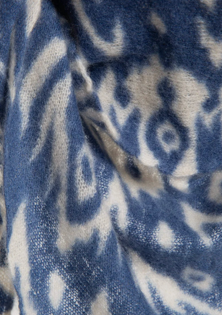 Bandana Open Knit Print Scarf in Blue-Scarves and Wraps-Mirror in the Sky-Blue-OS-Mercantile Portland