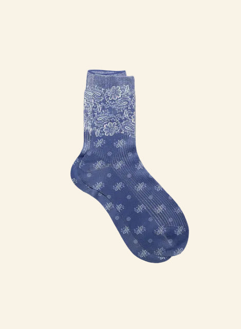 Bandana-Print Sock in Blue-Socks-Maria La Rosa-Blue-OS-Mercantile Portland