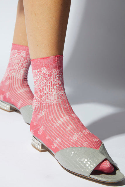 Bandana-Print Sock in Red-Socks-Maria La Rosa-Red-OS-Mercantile Portland