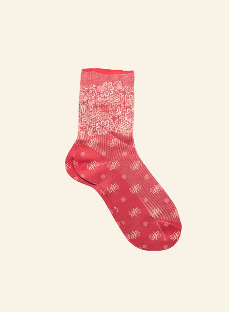 Bandana-Print Sock in Red-Socks-Maria La Rosa-Red-OS-Mercantile Portland