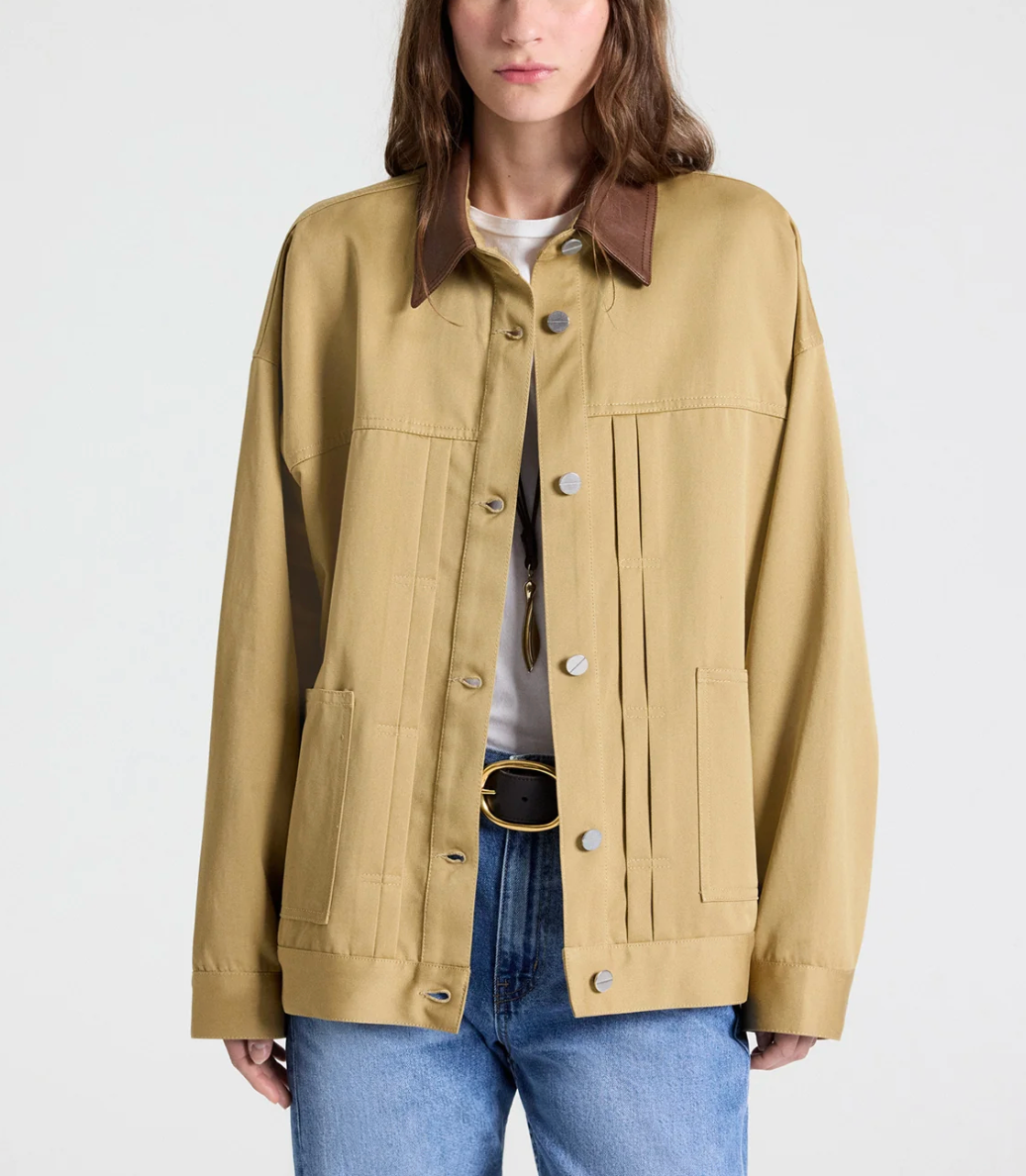 Barn Jacket Combo-Jackets-TWP-Khaki / Bison-XS-Mercantile Portland