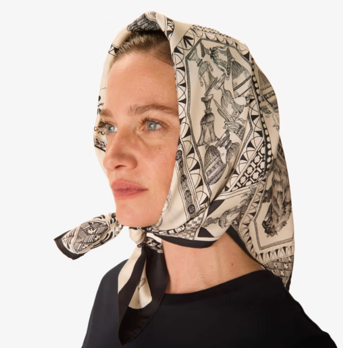 Barocco Square Silk Scarf-Scarves and Wraps-Inoui Editions-Black-OS-Mercantile Portland
